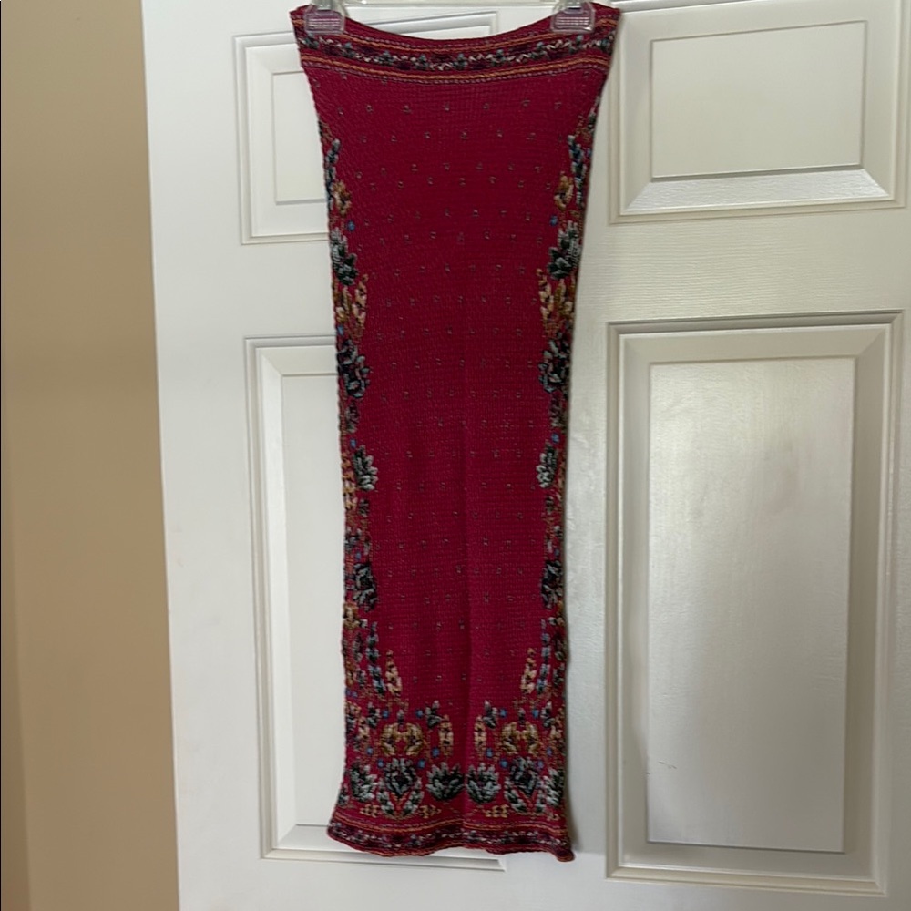 FARM Rio Red Floral Midi Skirt